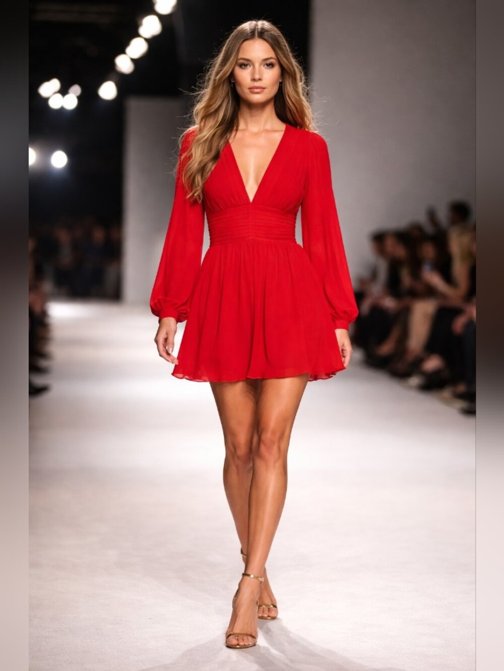 Lulu's Scarlet V-Neck Long Sleeve Mini Dress